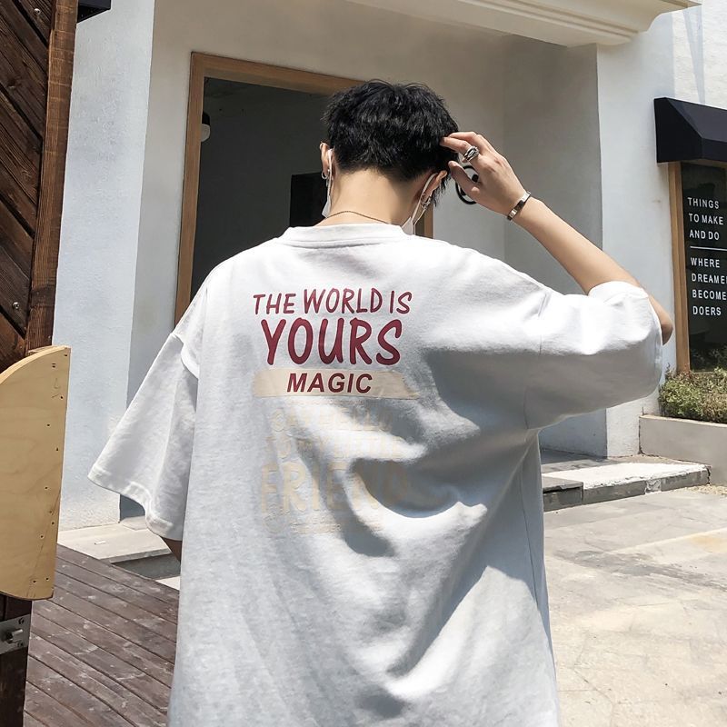 Summer Print T-shirt Men Half Sleeve Tee Shirt Fashion Brand Fashion Streetwear Loose Japan Style Oversize Top Men 2020