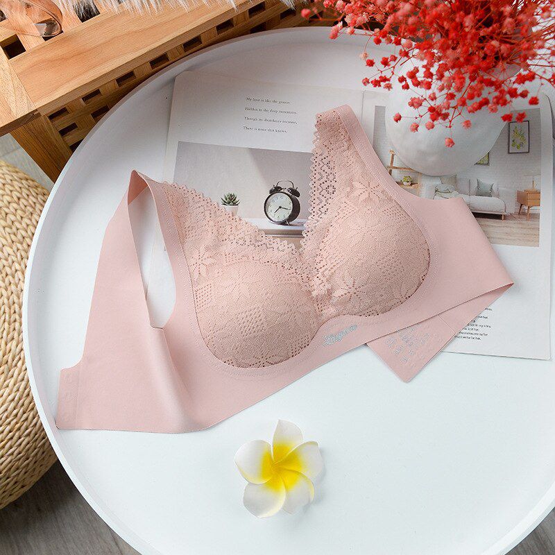 Latex Seamless Bra Women Push Up Underwear Lace Shock-Proof Pad Female Intimate Bh Wireless Soft Comfortable Bralette