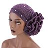 Fashion Faux Pearl Decor Big Flower Women Elastic Hat Soft Head Wrap Cap Gifts