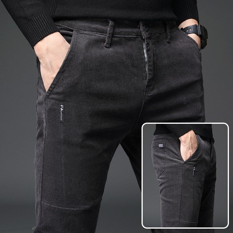 Winter Pants Men Trousers Military Green Pants Out Door Corduroy Slim Casual Trousers Male Black Office Work Pants Big Size
