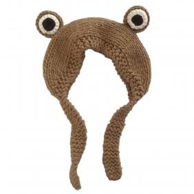 Winter Fashion Cute Girl Frog Eyes Solid Color Knitted Ear Cover Earmuff Hat