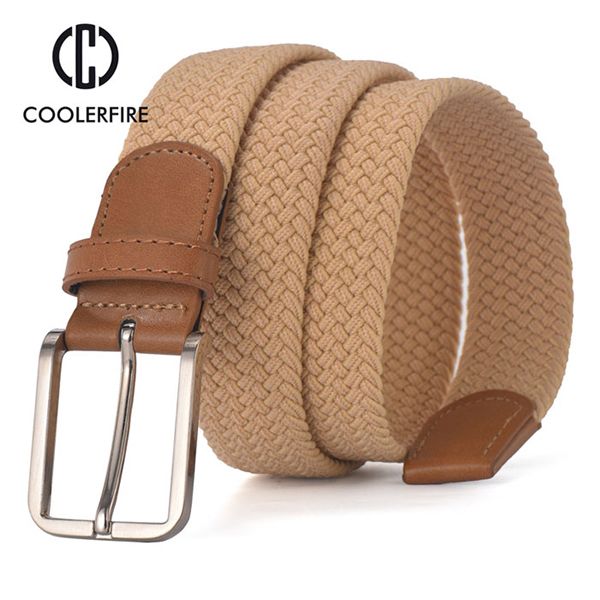 2017 Hot Colors Men Women's Casual Knitted Belt Woven Canvas Elastic Stretch Belt Plain Webbing Belt Metal Buckle Black MQ003
