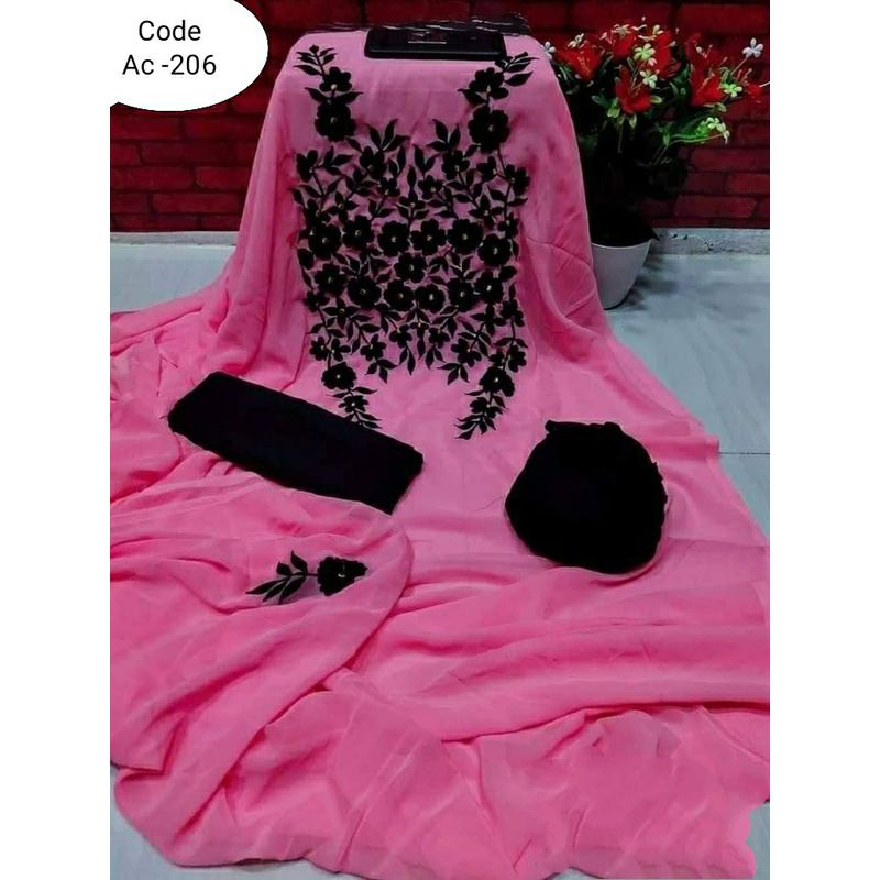 Indian Excellent Georgette Embroidery and Karchupi Comfortable Salwar Kameez for Women [3 piece]