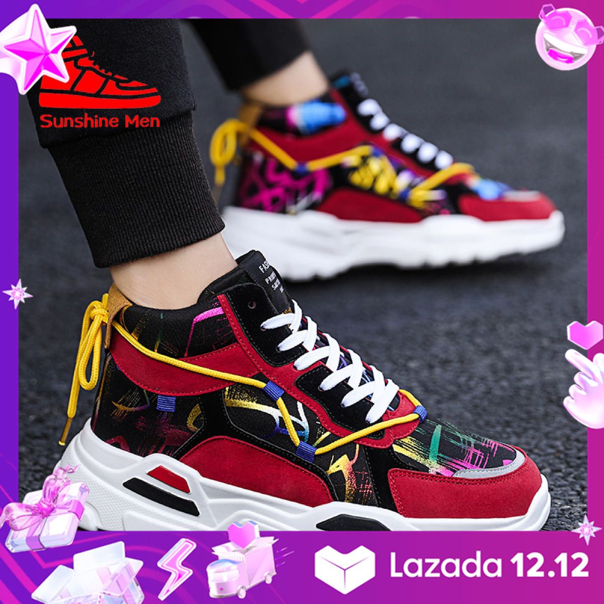 】 Sunshine Men Newkasut Lelaki Casual Shoes Men Korean Style Kasut Sneakers Men Increased Running Shoes Men Non Slip Sneakers Men