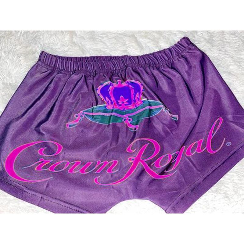 Women Shorts, Summer Sports Pants, Wrapped High-Waist Crown Printed Party Club Dance Wear