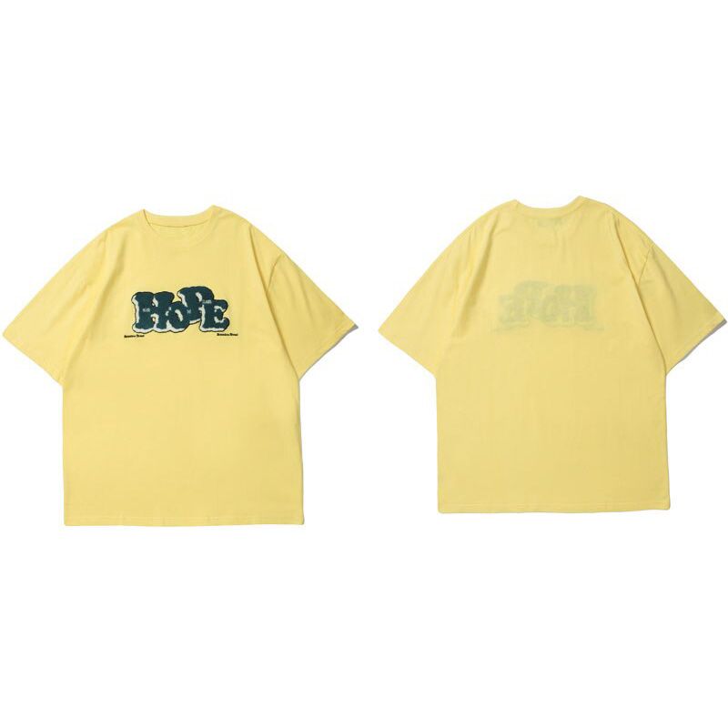 GONTHWID Tees Shirts Harajuku Embroidery Hope Patch Tshirts Streetwear Casual Short Sleeve Streetwear  Hop Cotton Loose Tops