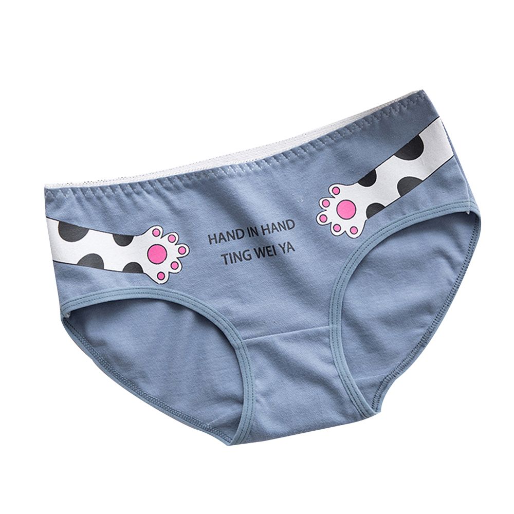 Cartoon Cat Women Stretch Mid Waist Panties Seamless Breathable Briefs Underwear