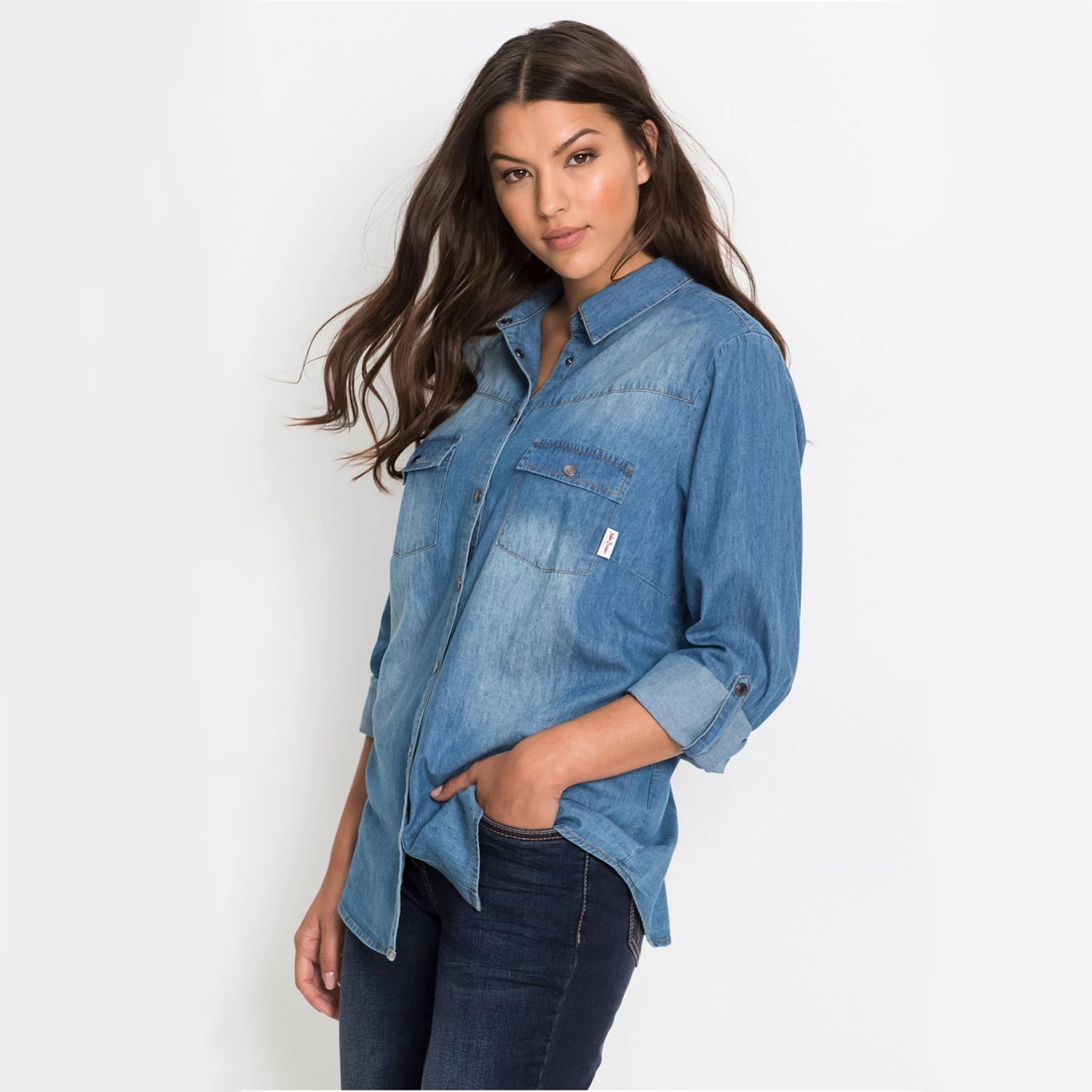 Premium Quality Long Sleeve Denim Shirt For Women (Blu/Blk/Jnbnr/Ct-46.1) - Blouse For Women