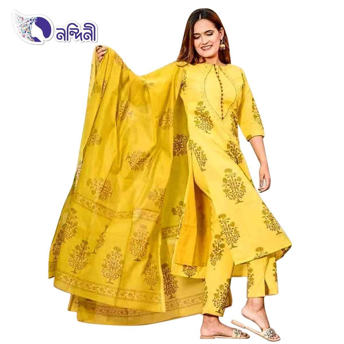 Unstitched New Block Printed Cotton Salwar Kamiz