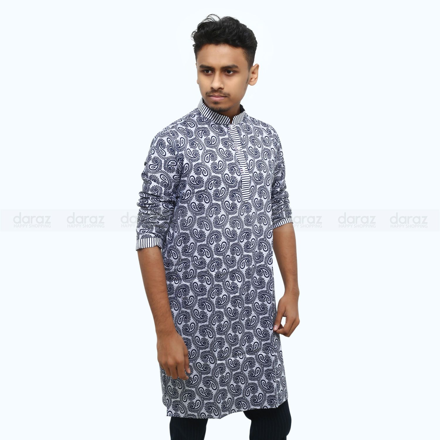 Stylish Semi Long Printed Cotton Slim Fit Panjabi Collection For Man