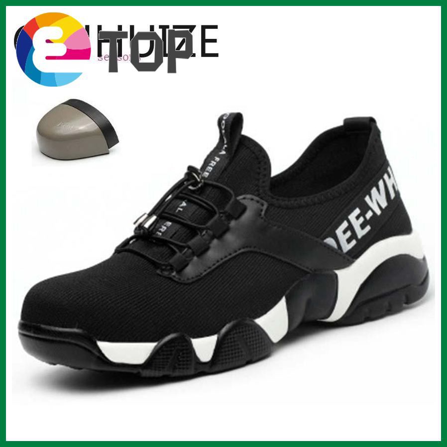 new safety shoes men's steel nose safety work shoes grid lightweight breathable reflective casual sports shoes anti-puncture protective boots