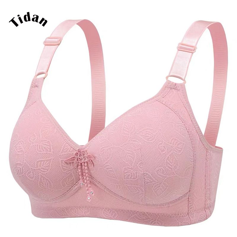 Plus Size No Steel Ring Knit Ladies Bra Embroidery Thin Cup Bra Gather Comfortably Bra