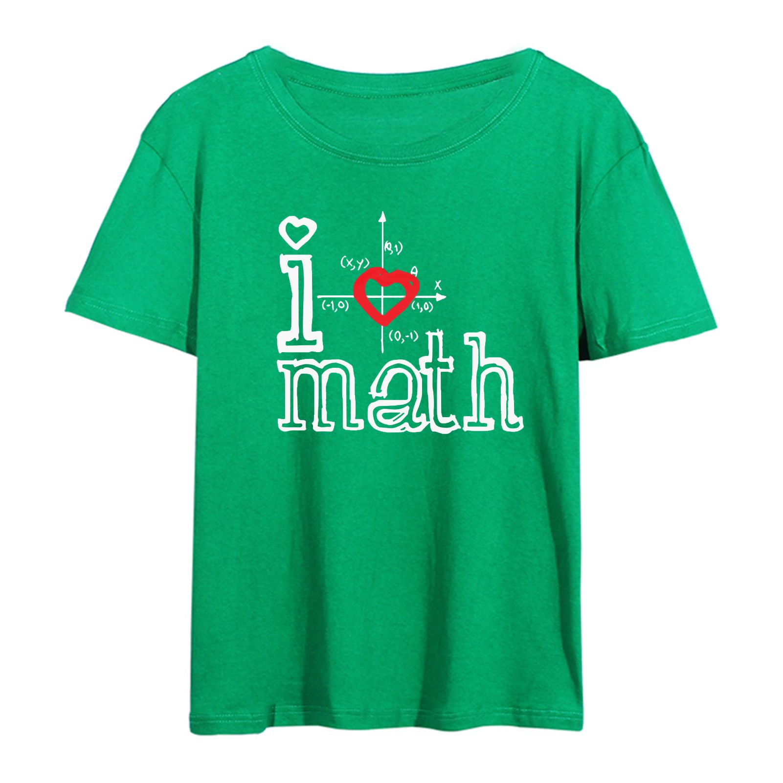 Women Pullover T-shirt Eye-catching I Love Math Women Tee Top