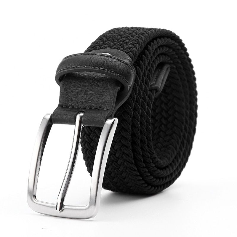 Elastic Belt For Men And For Women Waist Belt Canvas Stretch Braided Woven Leather Belt 1-3/8" Wide Dark Brown Extend 160 CM