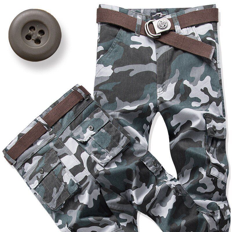 Cargo Pants Men Overalls Casual Cotton Tactical Pants Men Multickets  Straight Slacks Baggy Trousers