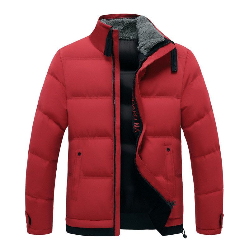 Men's cotton jacket Overcoat autumn winter mens fashion solid color thick warm lamb collar cotton coats