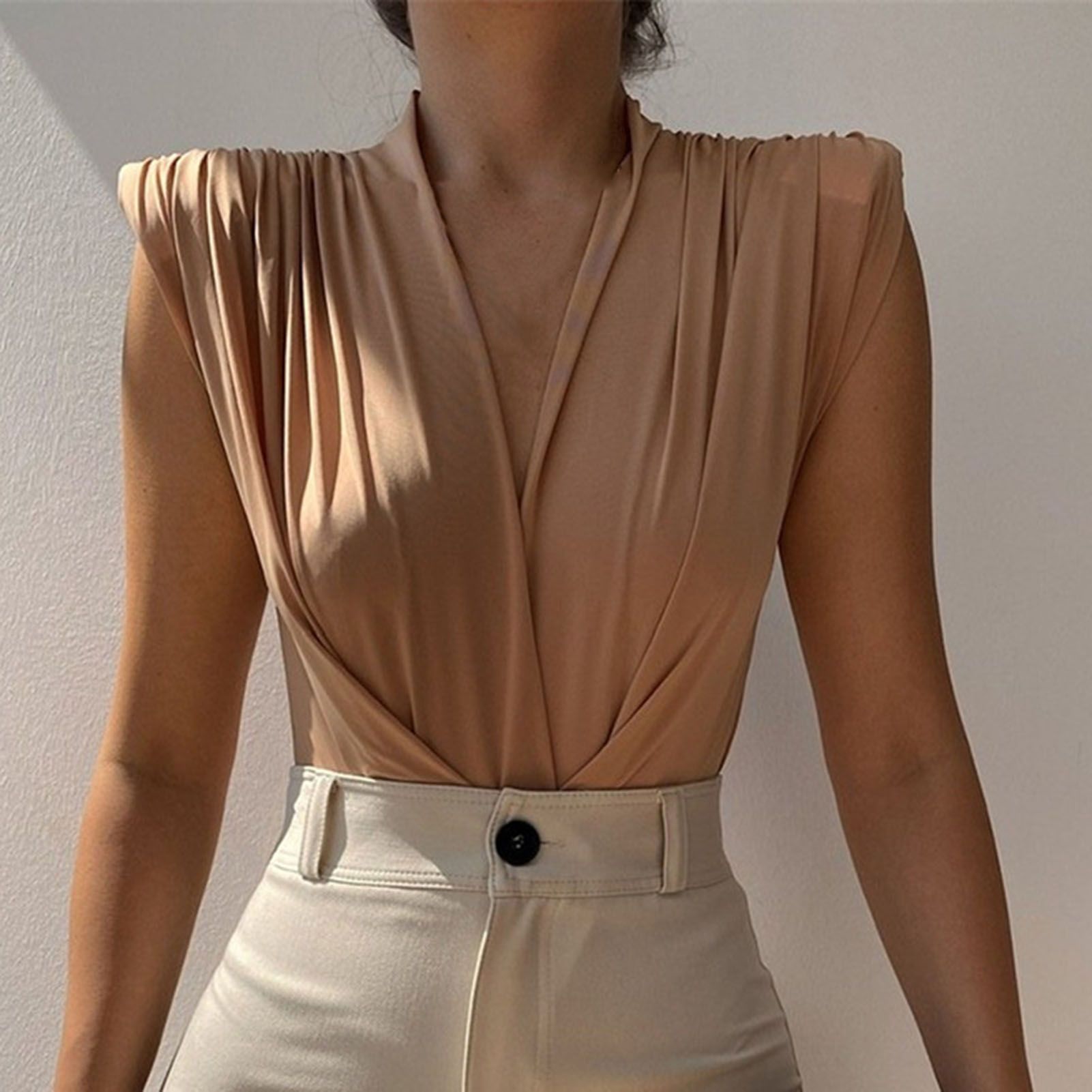 Sunnyheart Summer Blouse Creative Pure Color Tament Summer Blouse