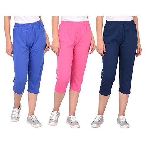 Fashionable Colorful Short 2 Pockets Pajamas for Girls / Premium Cotton, Soft and Stretchable 3/4th Trouser for Women (Export Quality)