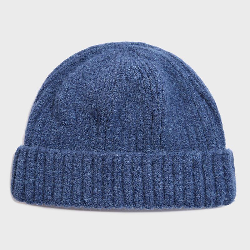 Short Skullcap Winter Unisex Men Knitted Hat Beanie Melon Cap Sailor Cap Cuff Brimless Retro Navy Warm Female Hat
