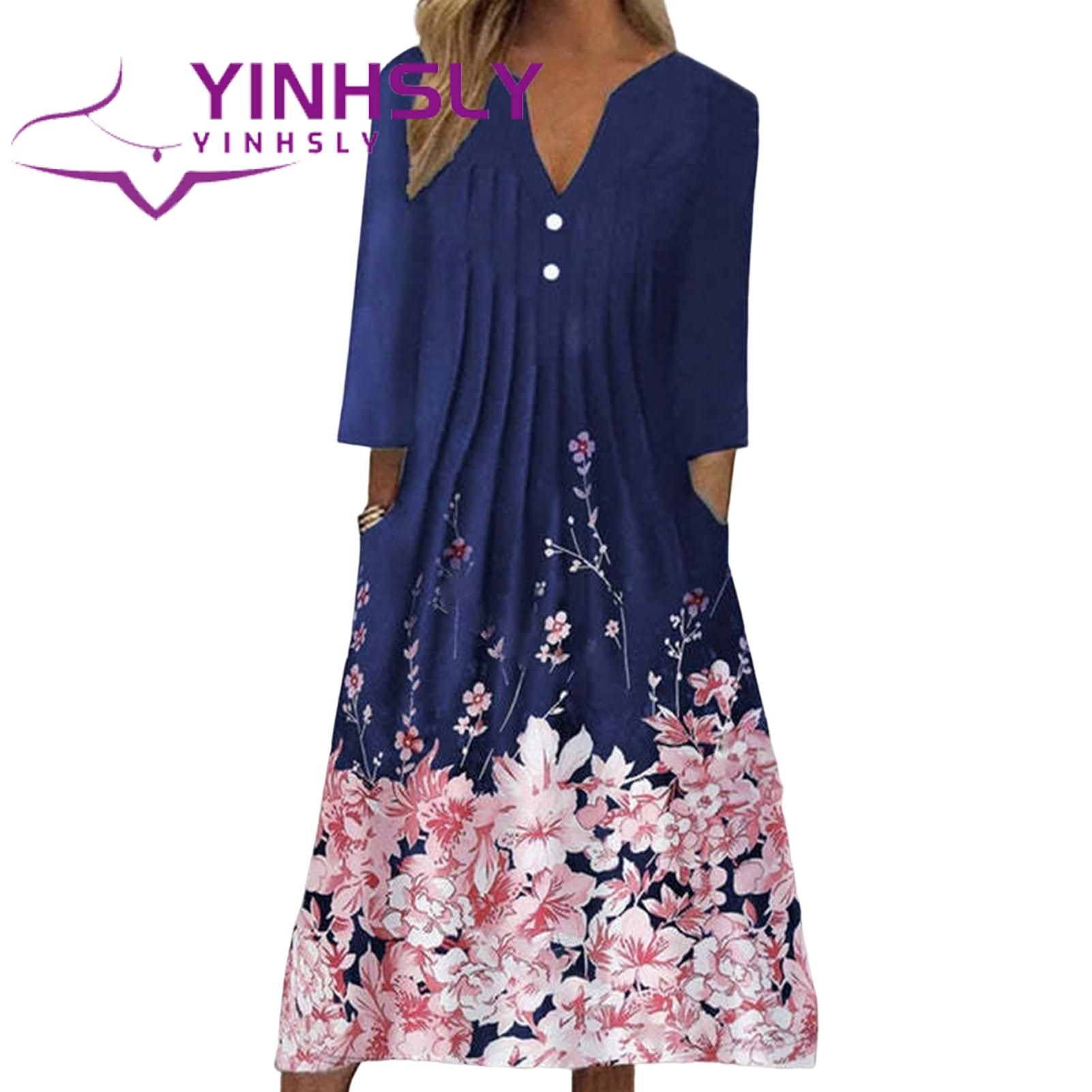 Beh Dress Three Quarter Sleeves Large Hem Patchwork Dress
