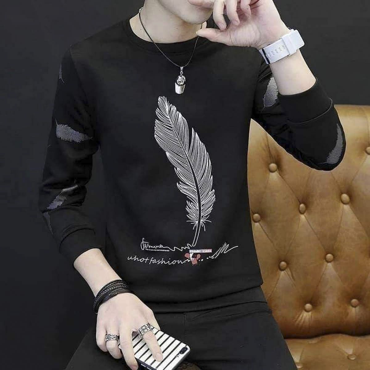 Black Cotton Casual Full Sleeve T-Shirt For Men - T Shirt For Man - T Shirt For Man - T Shirt - T Shirt For Man