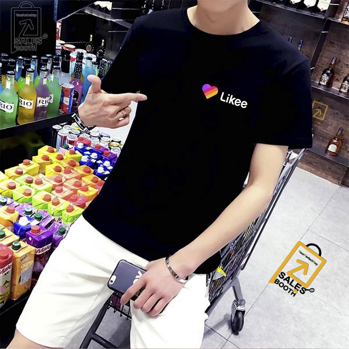 Likee Black  Short Sleeves T-Shirt For Men(Likee)