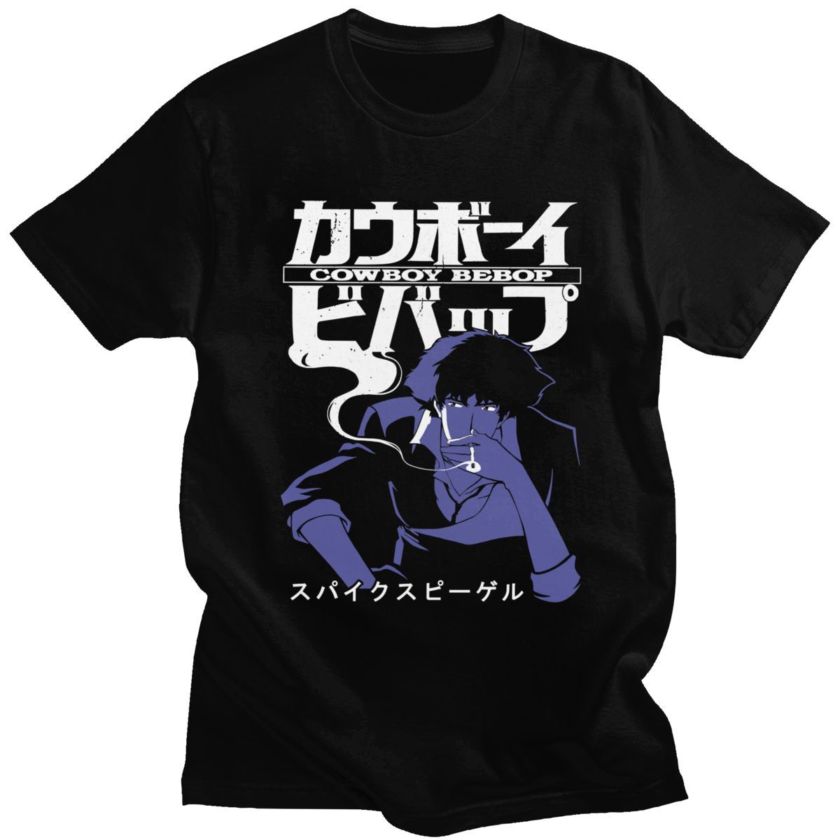 Cool Cowboy Bebop T Shirts Men Short Sleeve Casual Anime Space Spike Japanese Manga Jet Faye Tshirt O-neck Cotton Tee Tops Merch