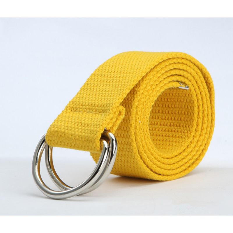 Loldeal 3.8x110cm Versatile Trendy New Casual Korean Style Double Ring Buckle Canvas Women's Men's Pants Belt Couple Student Belt
