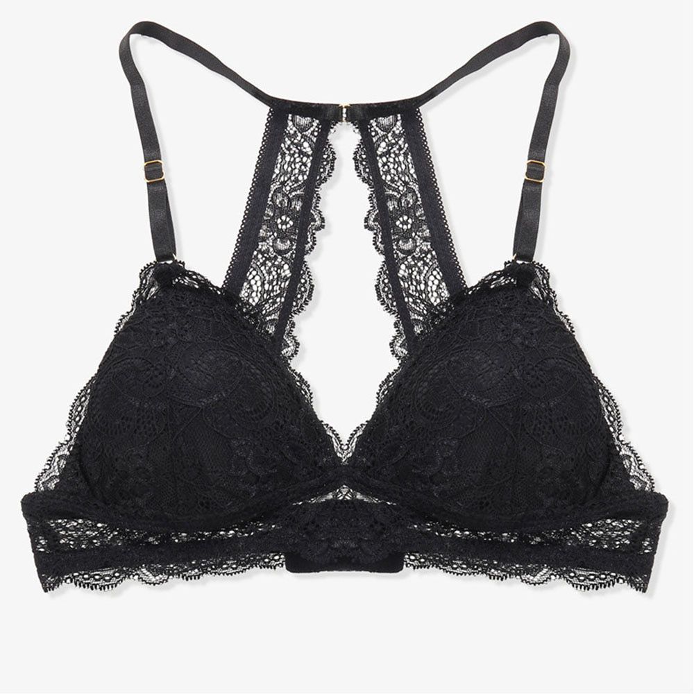 Women Wireless Bralette 3/4 Cup Female Floral Lace Bra Back Hollow Up Unlined Underwear Fashion Backless Crop Top Lingerie