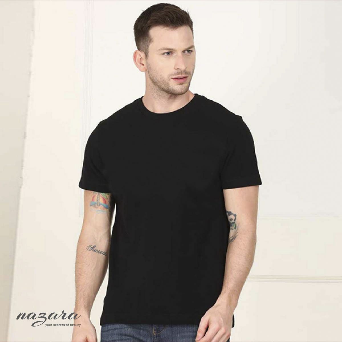 Cotton Short Sleeve T-Shirt For Men - Black