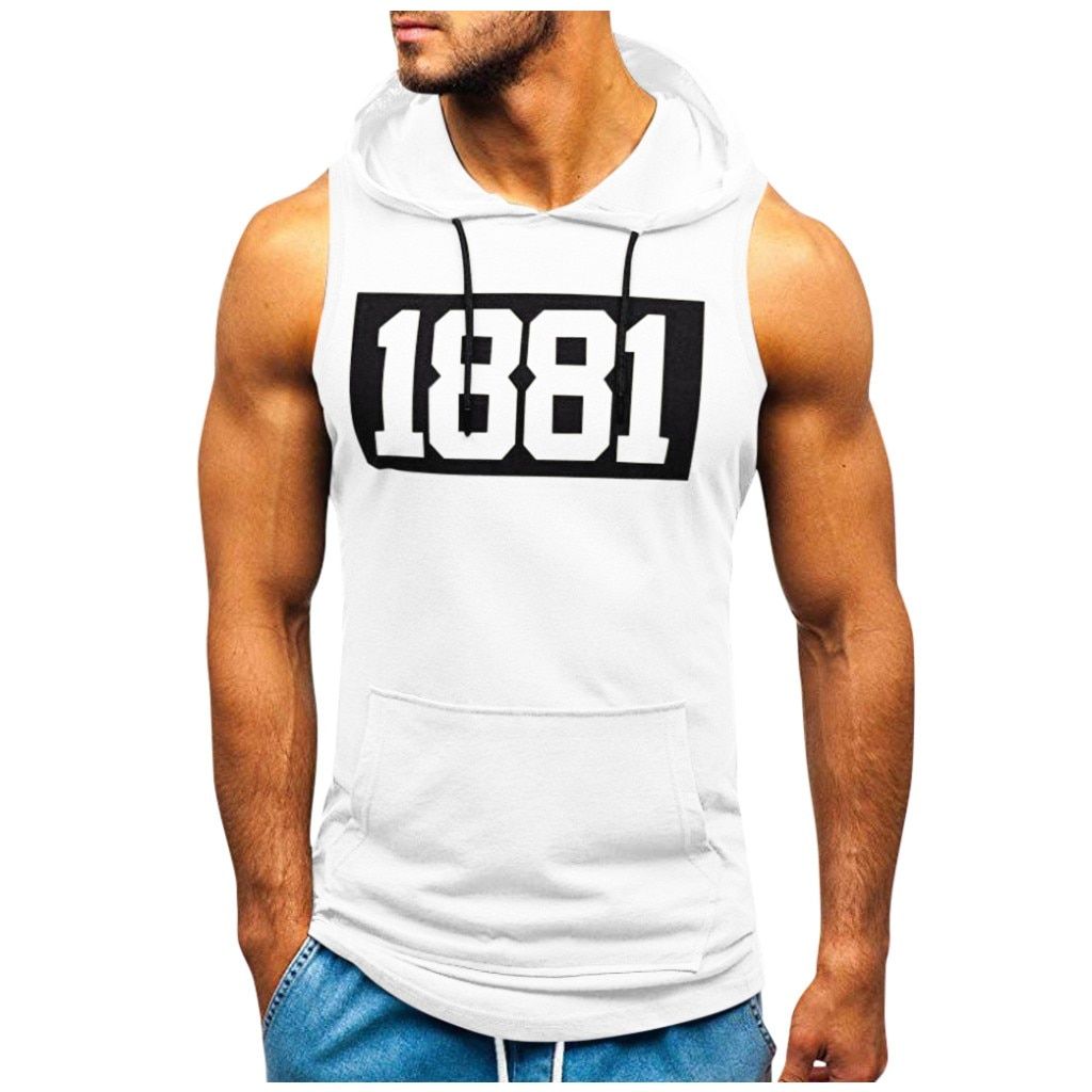 Srts TaTops Men Fitness Muscle Print Sleeveless Hooded Bodybuilding cket Tight-drying Tops Summer Shirt For Men Clothing