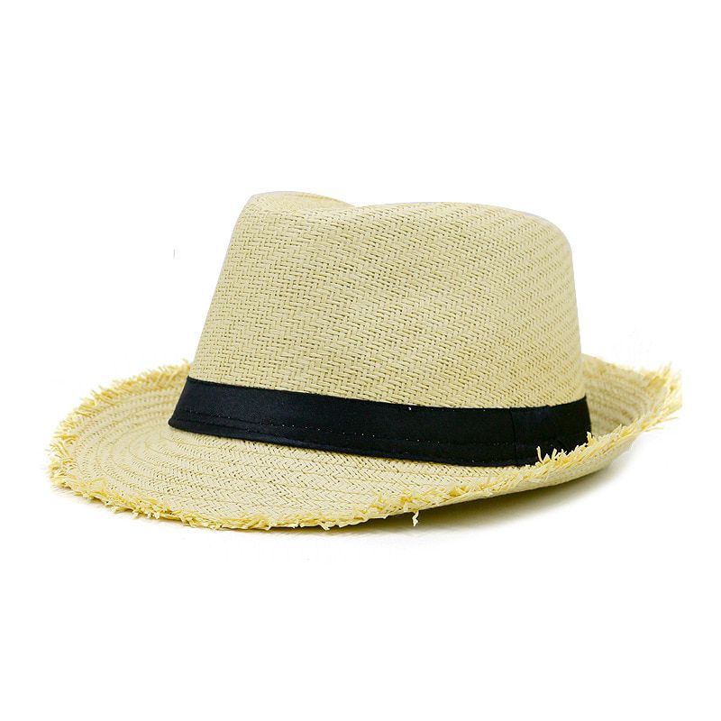 SHOWERSMILE Brand Khaki Straw Hat Men Panama Caps Summer Style Sun Hat Holiday Classic Male Hats Caps Mens Trilby Hats