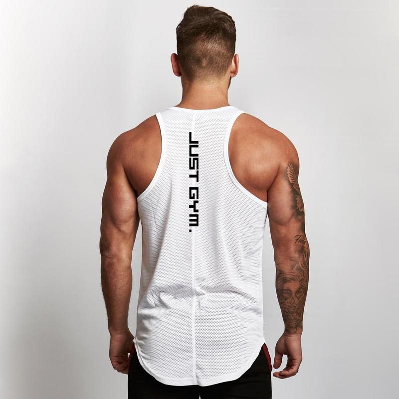 Brand Casual New Mesh Fashion Clothing Sleeveless Shirts TaTop Men Bodybuilding Workout Gym Vest Fitness Men's Srt Singlets