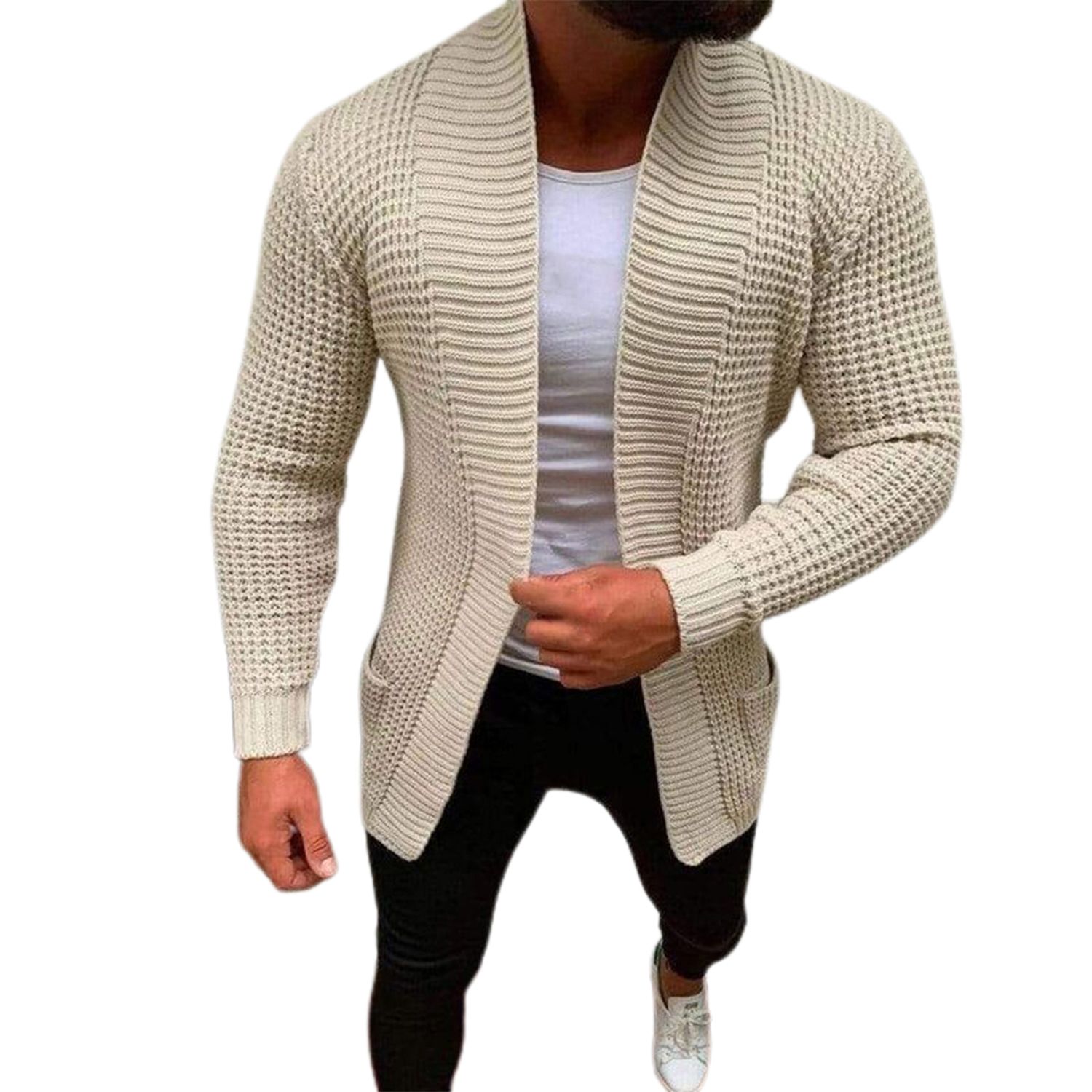 Sweater Stretchy Knitted Striped Cardigan Coat