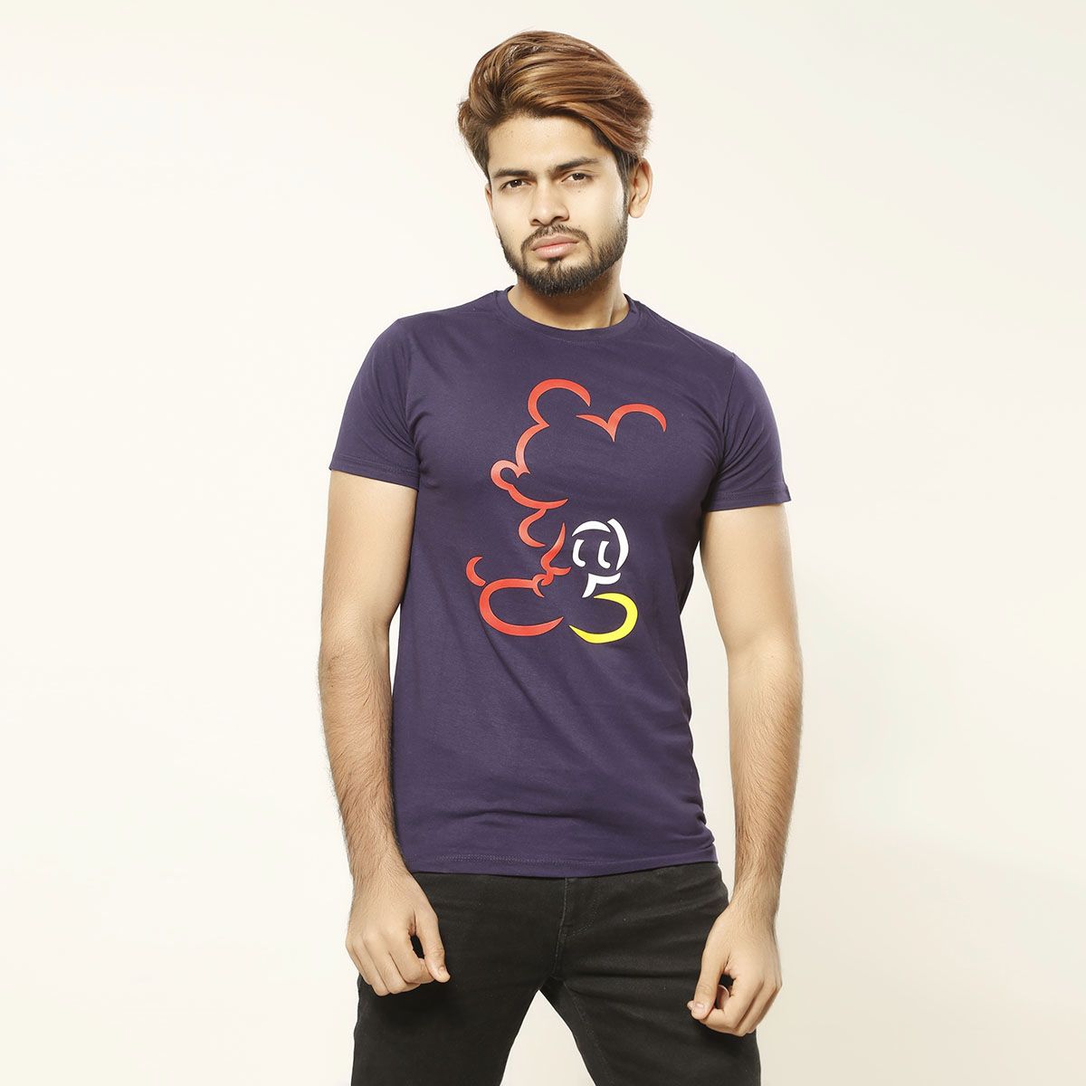 Stylish Cotton Half Sleeve Micky Mouse T-Shirt for Men