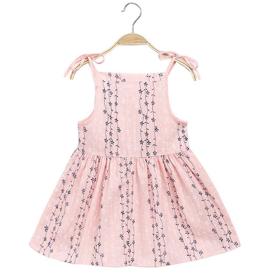 Toddler Kid Baby Girl Solid Flower Striped Princess Party Dress Sundress Clothes