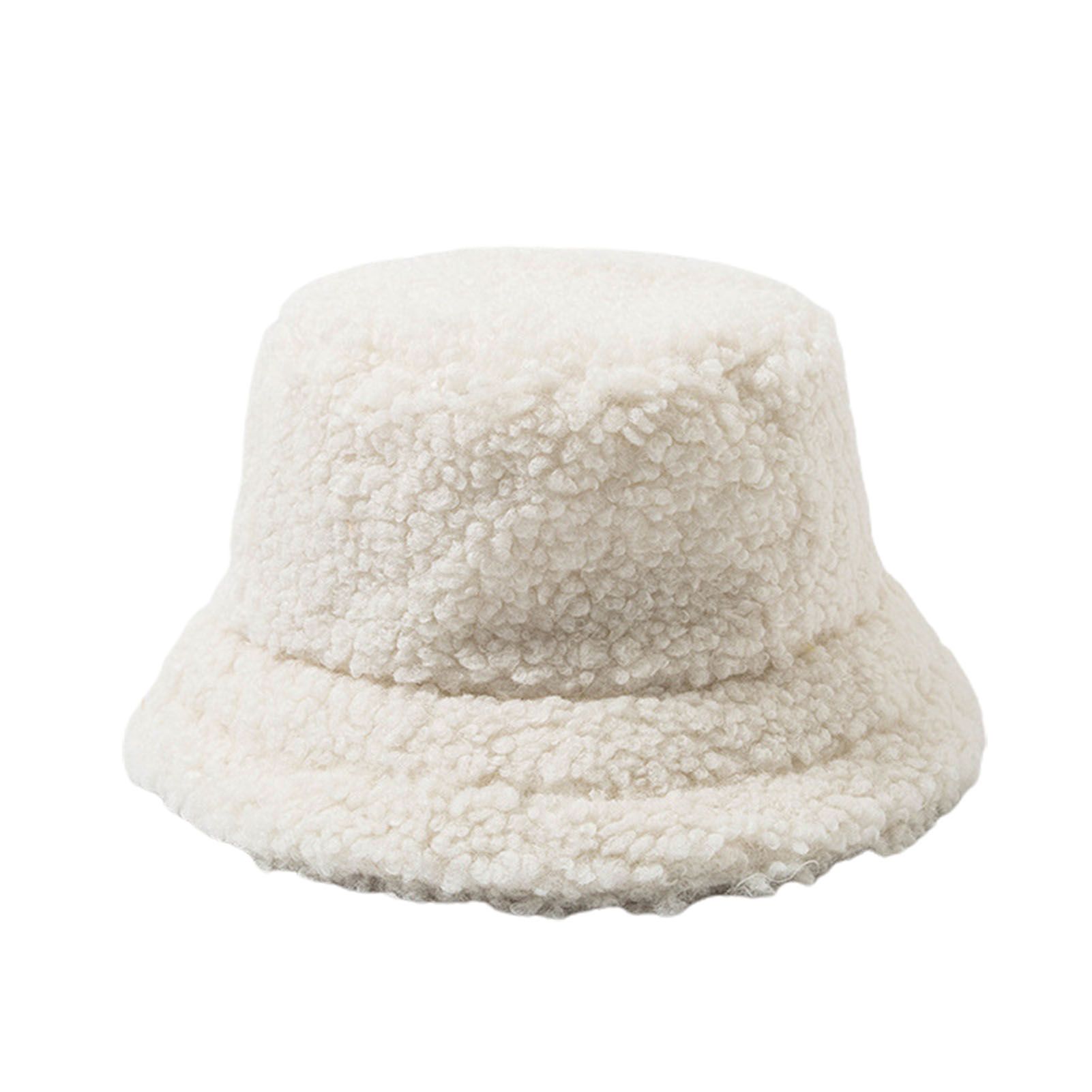 Bucket Hat Cold Resistant Women Solid Color Stretchy Plush Fisrman Cap