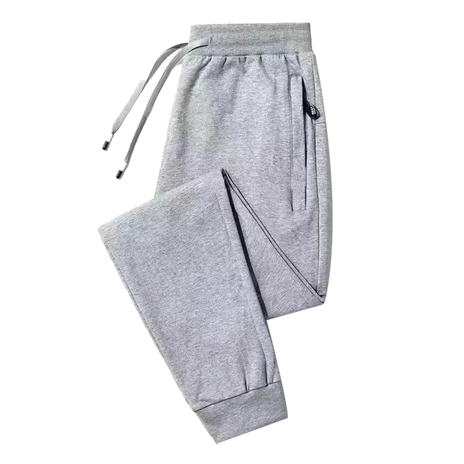Men Cargo Pants Plush Lining Trmal Zipper Pockets Sweatpants