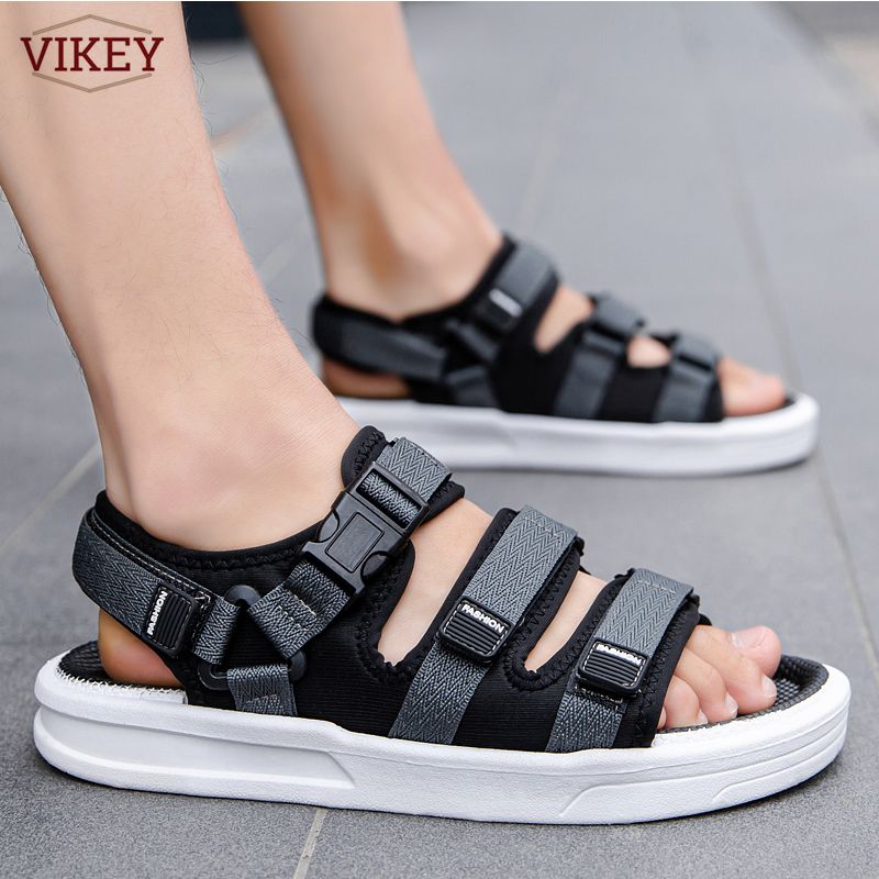 Men Summer Fashion Sandals Beach High Quality Sandals Outdoor Slippers Casual Sandals for Men(Grey,Red)