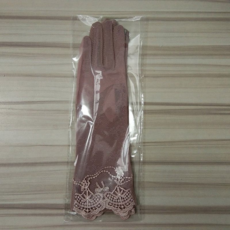 Summer Women UV Sunscreen Short Sun Female Gloves Fashion Ice Silk Lace Driving Of Thin Touch Screen Lady Gloves G02E-Palm width 8cm