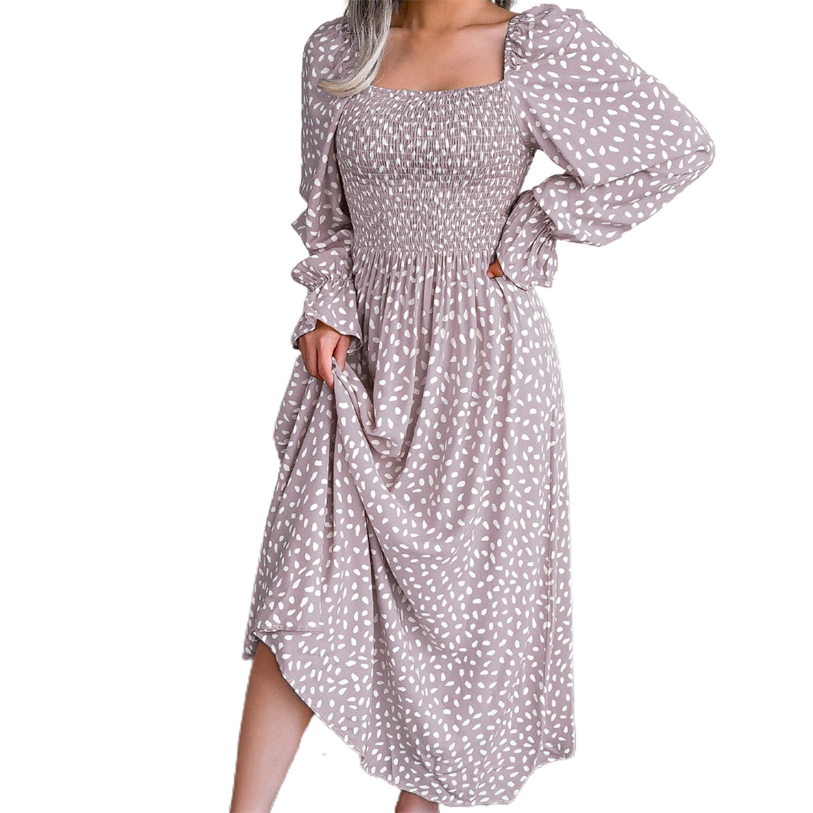 Lady Dress Dot Print Autumn Dress
