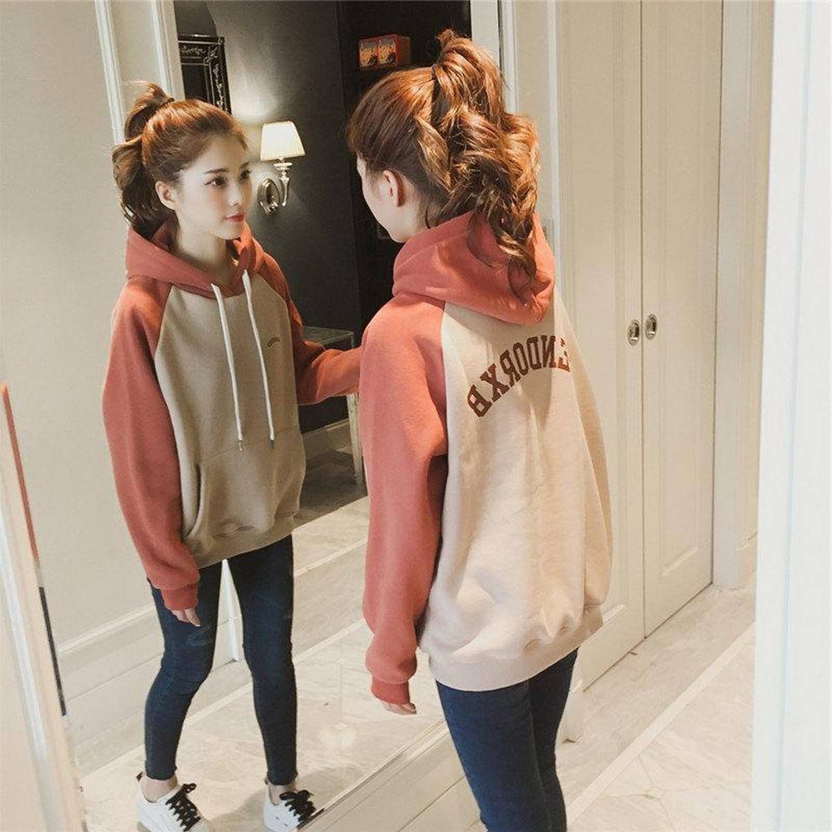 Fashion Stitching Clothes Women'S Clothing Hooded Jacket