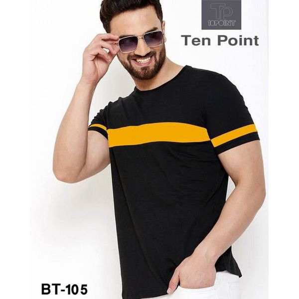 Black Cotton Short Sleeve T-Shirt For Men-Ten Point - Genji
