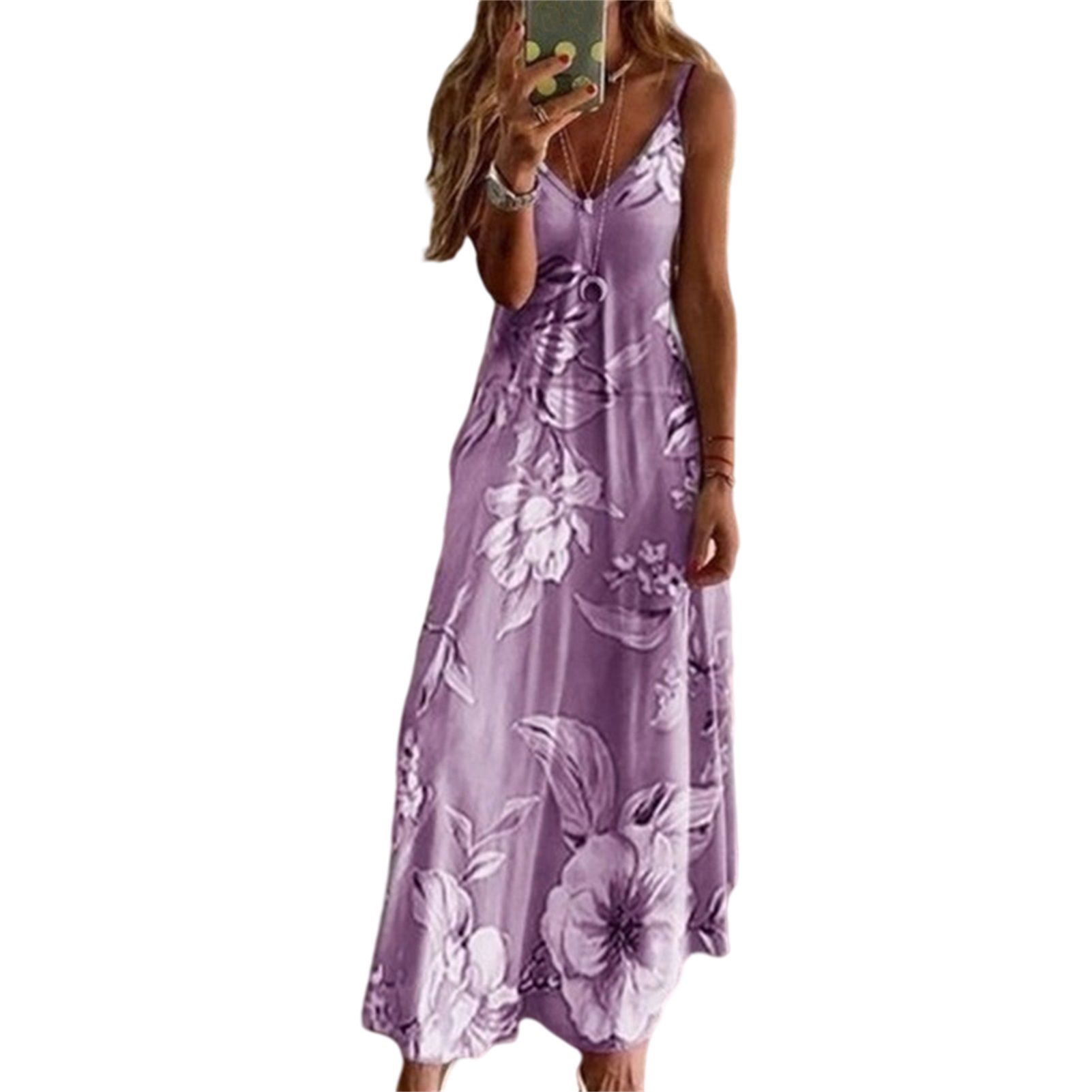 Maxi Dress Floral Print Slim-fitting Spaghetti Strap Dress