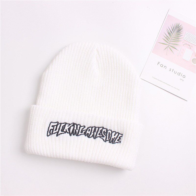 Hat Men Women FUC Awesome Embroidery Winter Beanies Knit Turban Skullies Hip Hop Bone 2019 Korean Czapka Zimowa