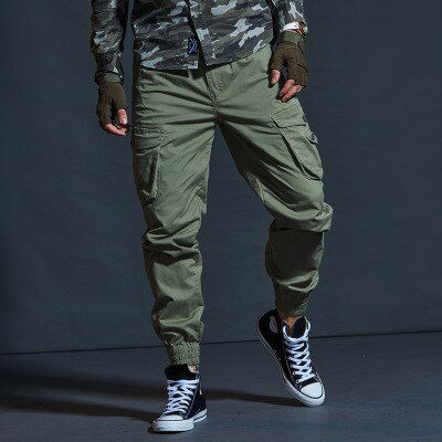 Pants Mens Joggers  Cargo Casual Pants Male 100% Cotton Multi-cket Fashions Large size Trousers