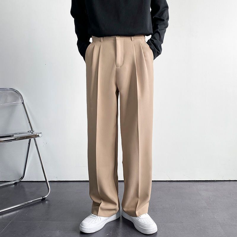 2021 Men's Loose Casual Pants Solid Color Wide Leg Pants Formal Business Design Suit Pants Pantalon Homme Trousers Size S-2XL