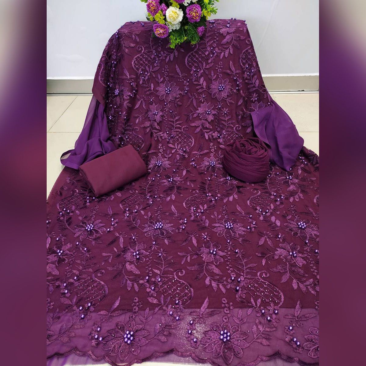 2021 New Indian Unstitched Georgette/Jorjet Salwar Kameez Three Piece Party Dresses (3 Piece)