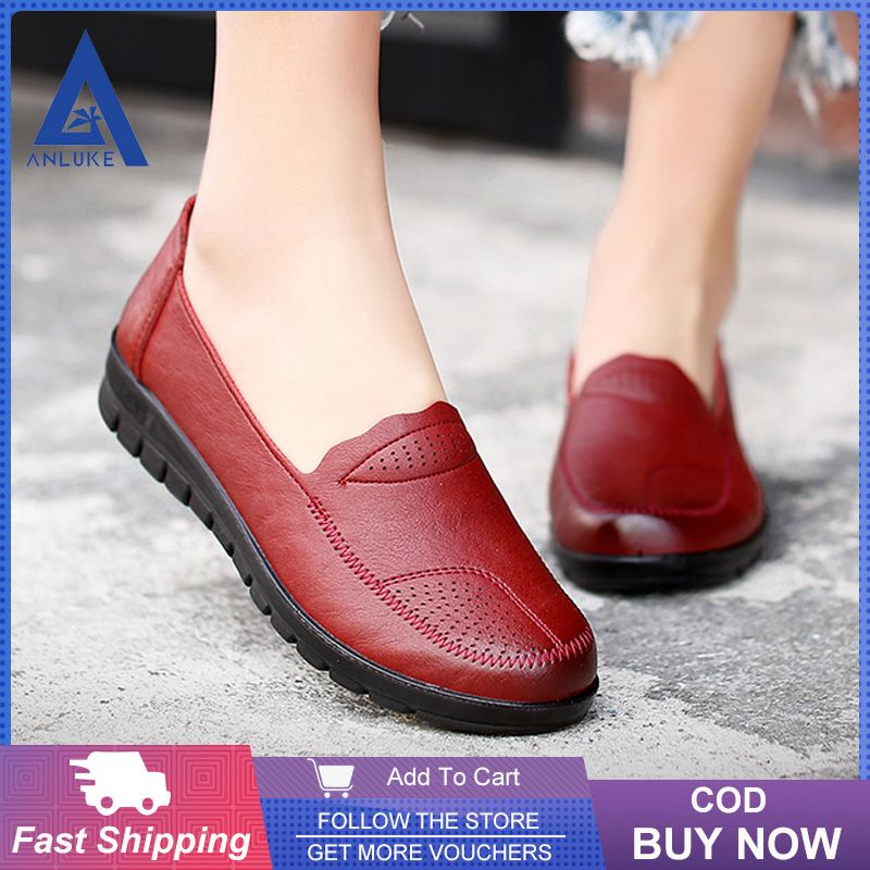 Women's Shoes Comfortable Pu Leather Casual Shoes Women Loafers Flzts Slip on Shoes Four Season Shoes for Women