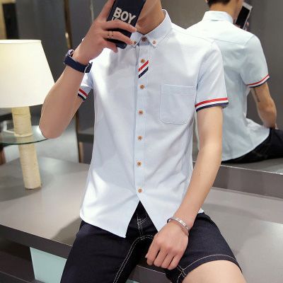 YASUGUOJI New 2019 Summer Fashion Slim Fit Short-sleeve Shirt Men Smart Casual Oxford Dress Shirts Office Shirts Men Formal